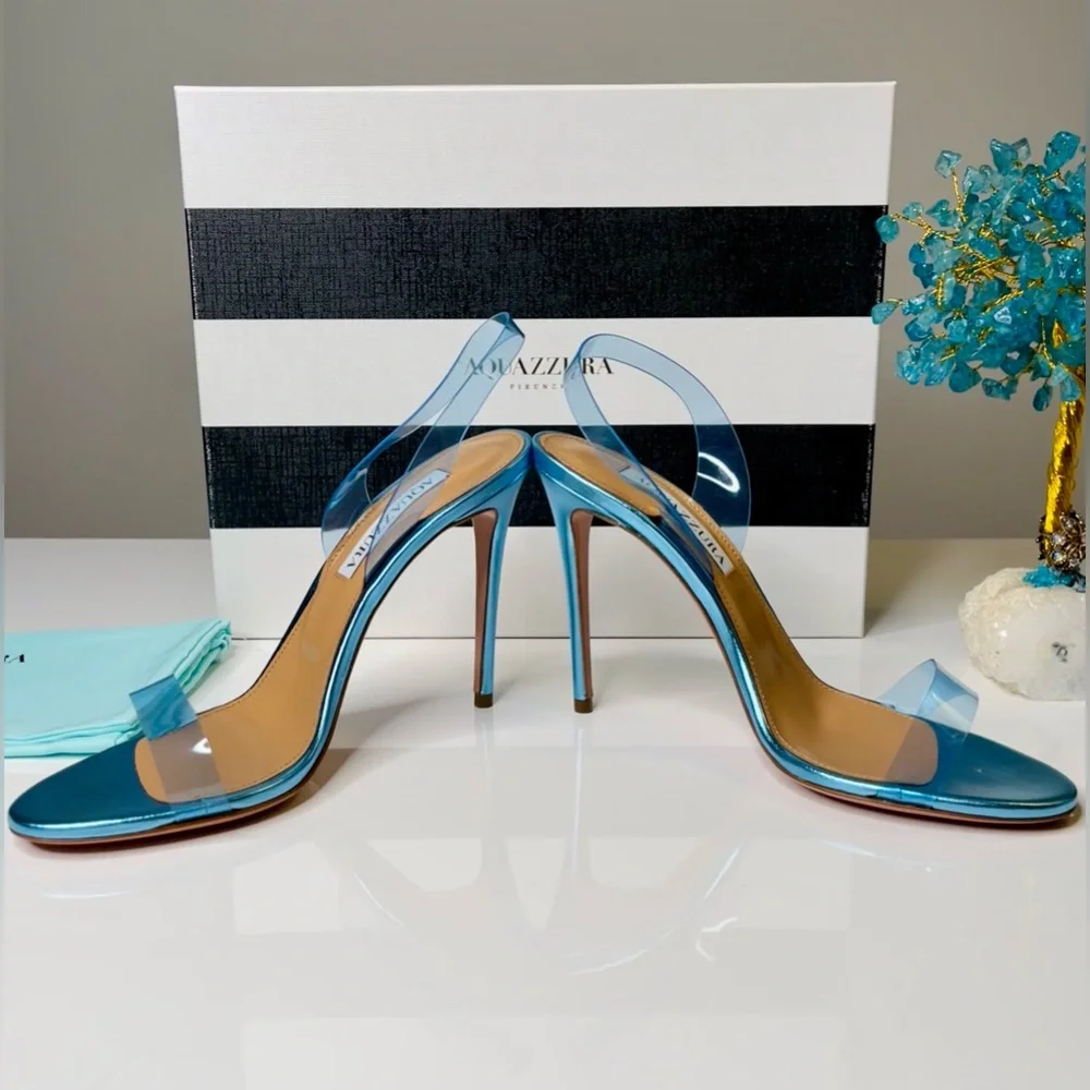 Aquazzura - So Nude PVC Slingback Sandals Ice - 37 (7) - New in Box - Picture 11 of 16